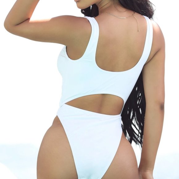 Smocked One Piece Swimsuit - White - Picture 2 of 2